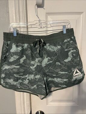 Reebok Women's Olive Green Camo Athletic Shorts